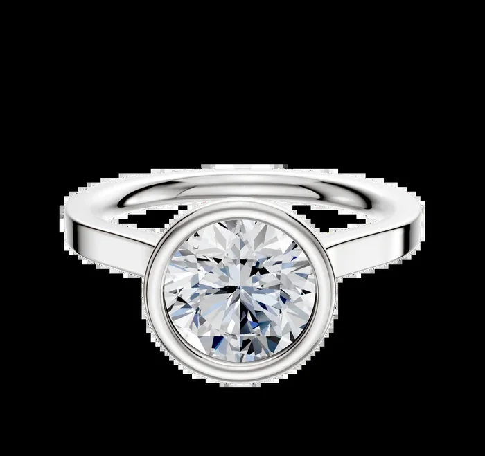 Platinum Bezel Full Bezel North/South Cathedral Flat 2.0mm Engagement Ring