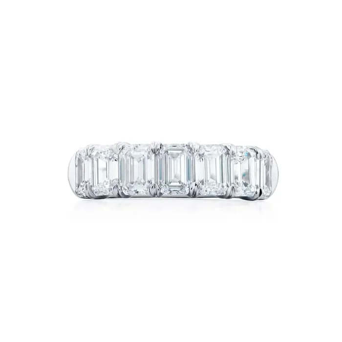 Platinum Emerald-Cut Diamond Certified Band