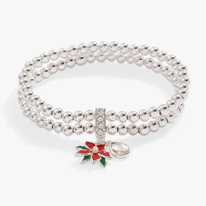 Poinsettia Stretch Charm Bracelet