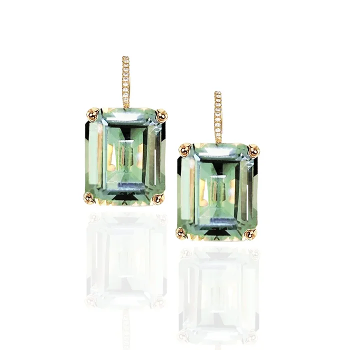 Prasiolite Emerald-Cut Drops