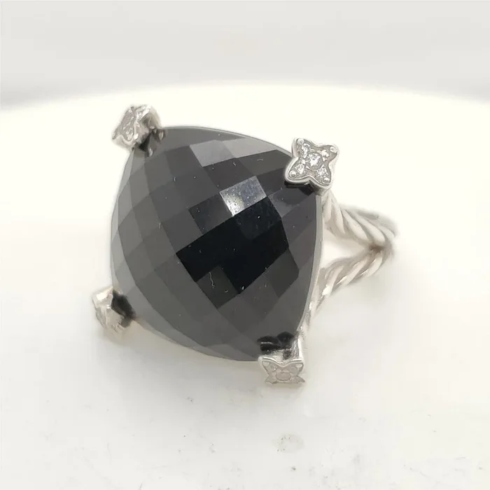 Pre – Owned David Yurman Chatelaine Onyx And Diamond Ring