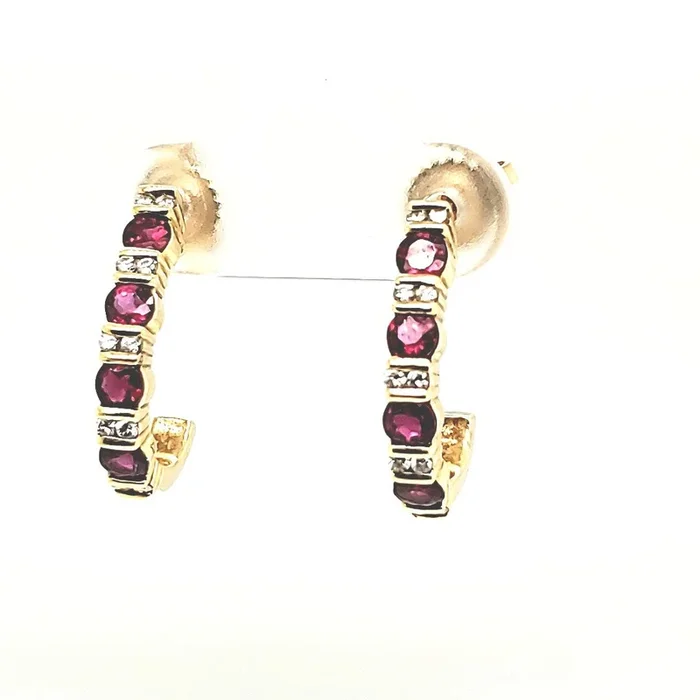 Pre – Owned Tiffany & Co. 18kt Yellow Gold Ruby and Diamond Earrings