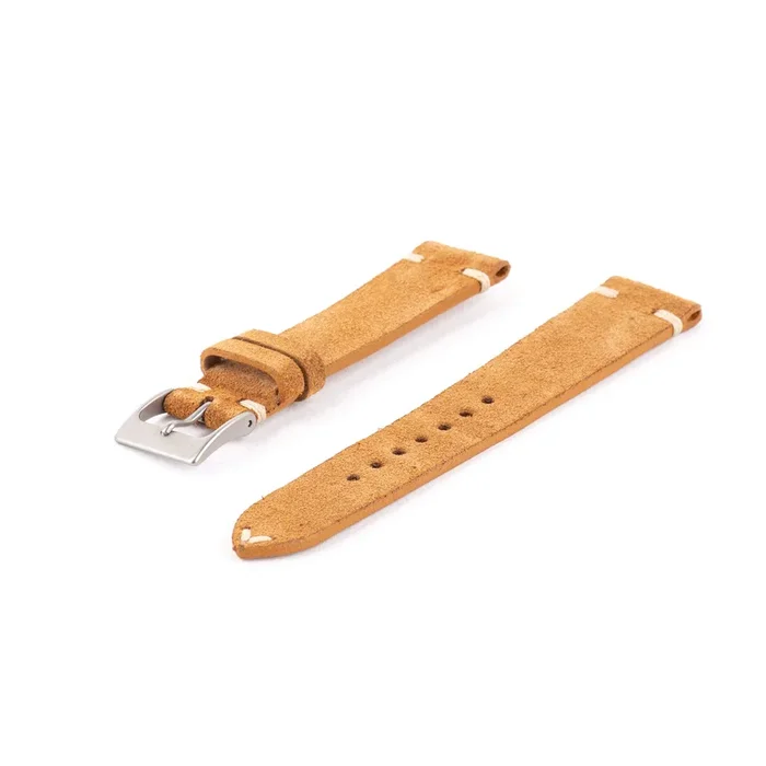 Pre-Owned 18 mm Amber Brown Suede Watch
