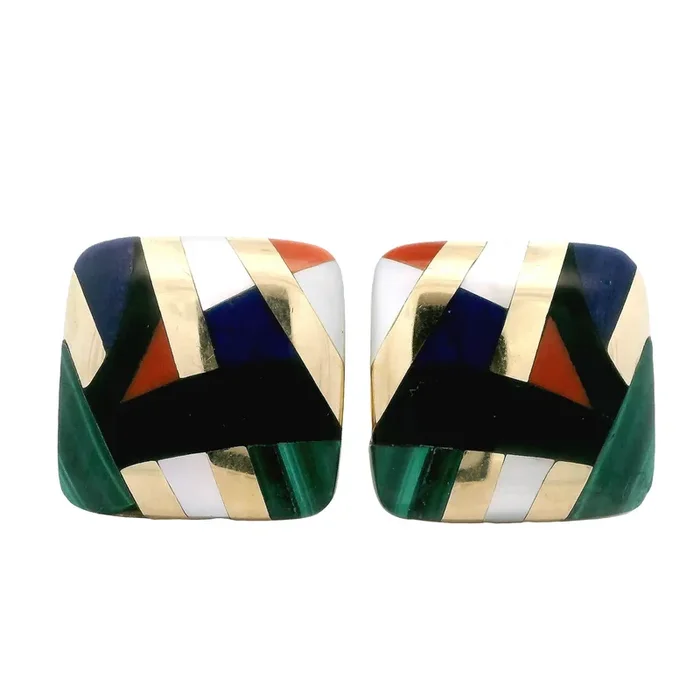 Pre-Owned Asch Grossbardt Inlay Multi-Stone Earrings
