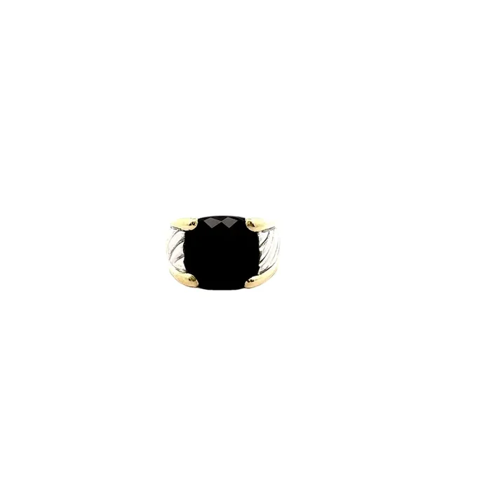 Pre-Owned David Yurman Two-Tone Black Onyx Cable Ring