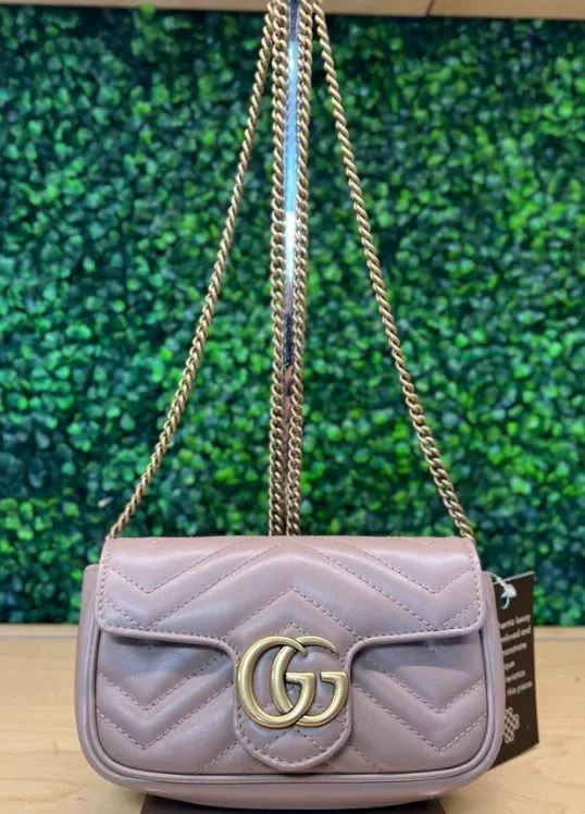 Pre-Owned Gucci Marmont Super Mini Crossbody Taupe