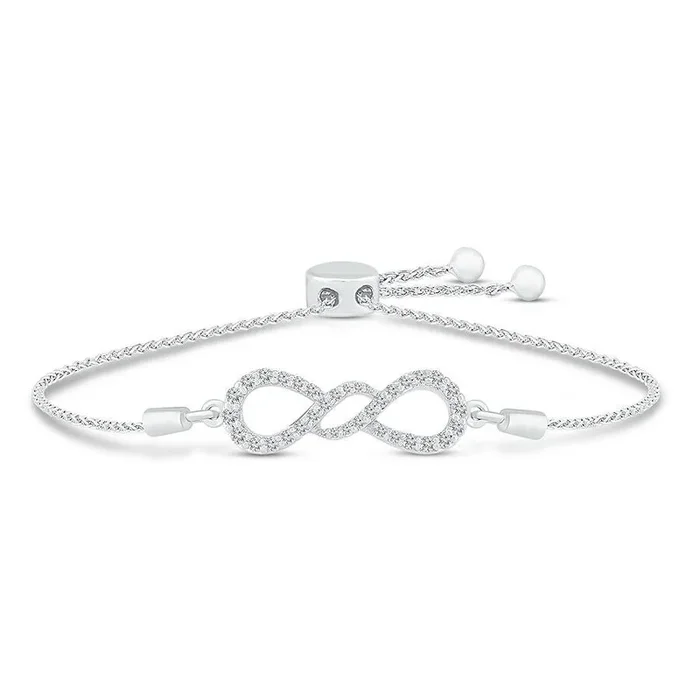 Pre-Owned Jared 3/8ct Diamond Infinity Pendant Bracelet in 10k White Gold