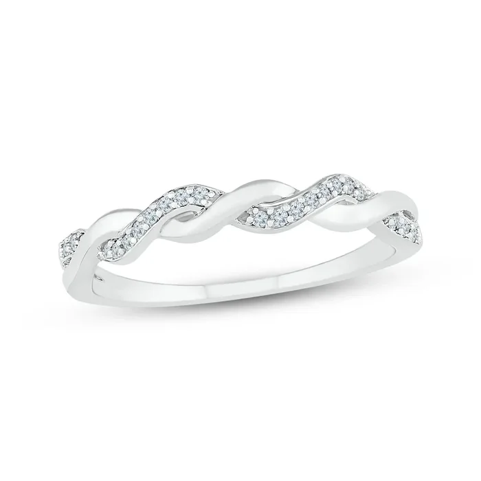 Pre-Owned Kay 10k White Gold 1/10ct Round Diamond Ring
