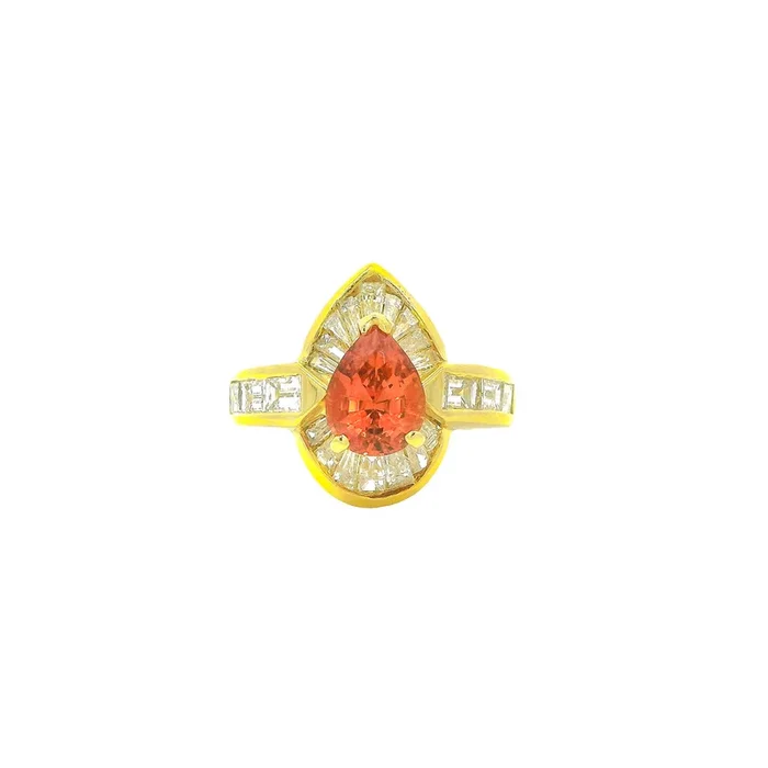 Pre-Owned Orange Sapphire and Diamond Ring