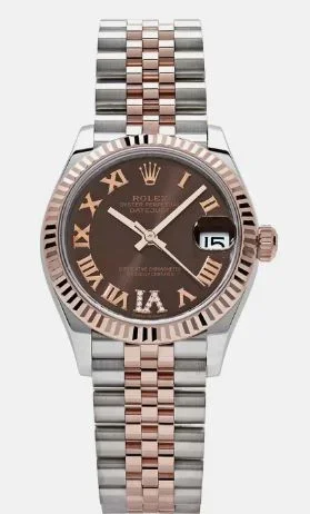 Pre-Owned Rolex Datejust 28MM 18K White/Rose Stainless Steel/Gold Watch