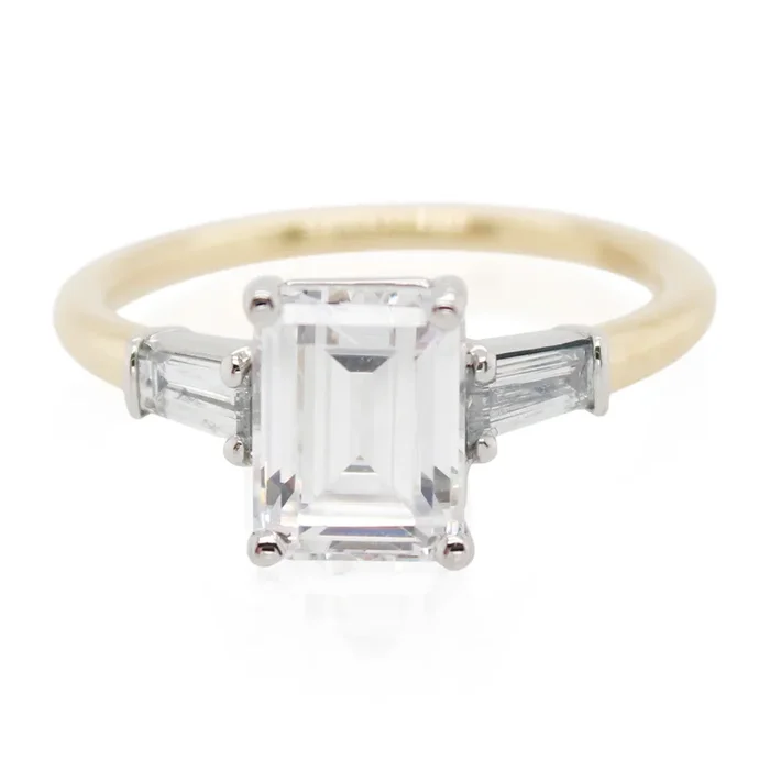 Precision Set 1.50ct Emerald Cut 3 Stone Engagement Mounting