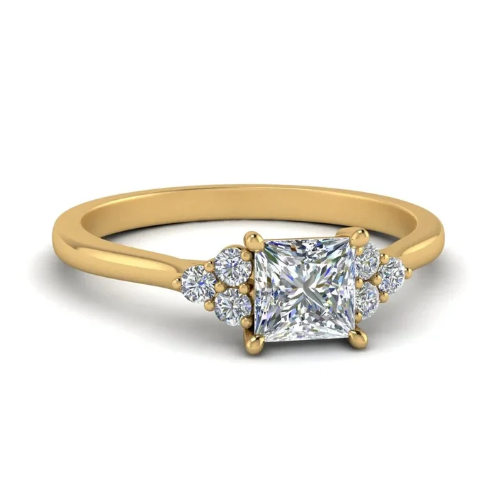 Princess Cut Petite Cathedral Simple Diamond Ring