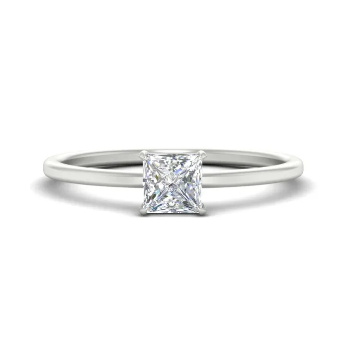 Princess Cut Thin Classic Solitaire Ring