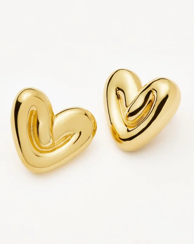 Puffy Heart Oversized Stud Earrings |18k Gold Plated