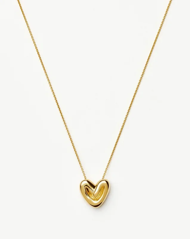 Puffy Heart Pendant Necklace | 18ct Gold Plated