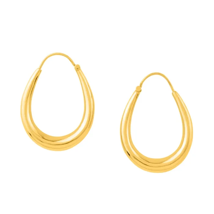 Puffy Oblong Hoops in Gold | FINAL SALE