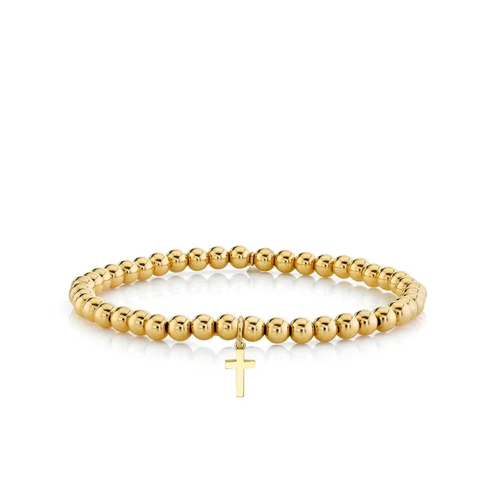 Pure Gold Tiny Cross On Gold Beads