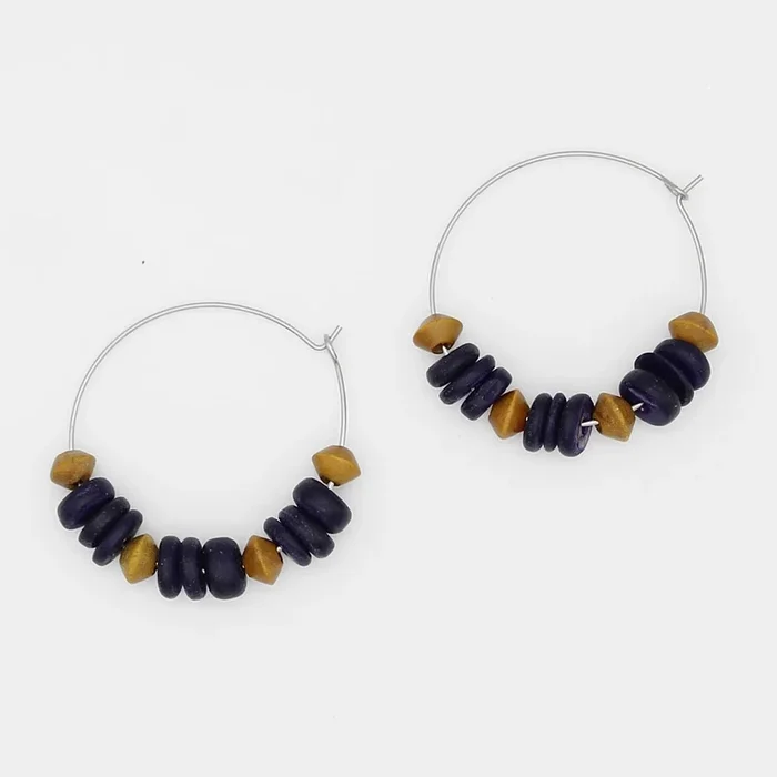 Purple and Yellow Hoop Dangle Earring