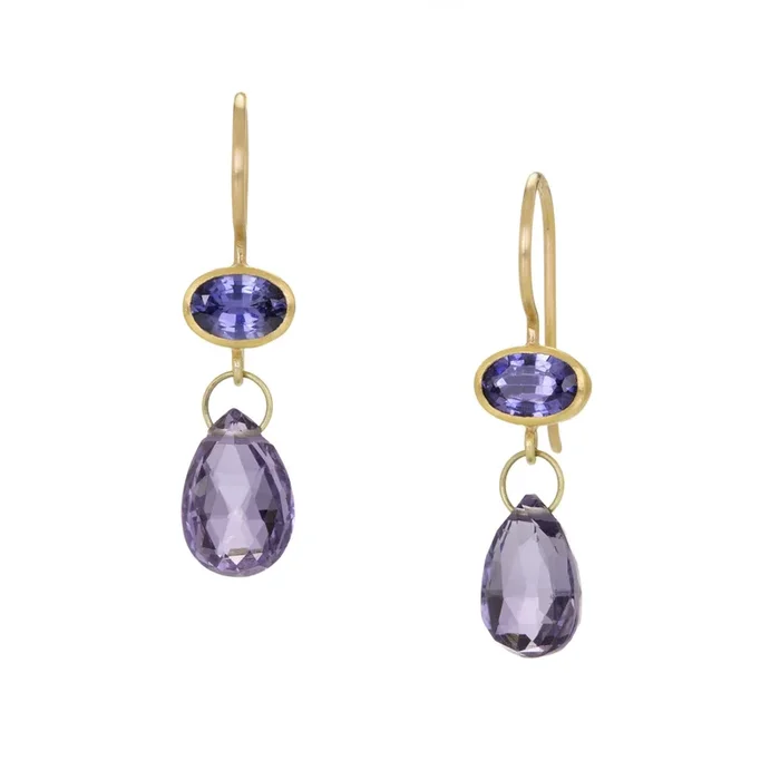 Purple Sapphire and Iolite Apple & Eve Earrings