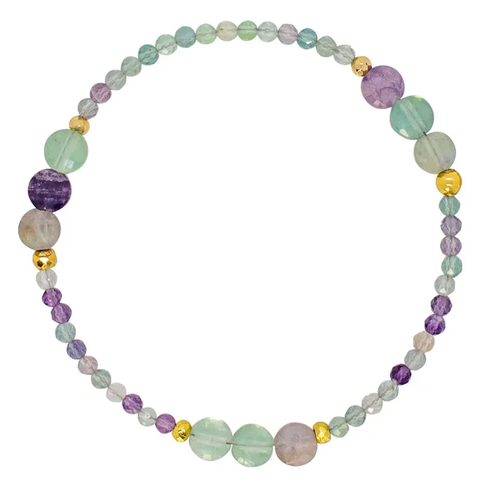 Pyrite’s Booty Bracelet – Fluorite Coins & 3mm Faceted