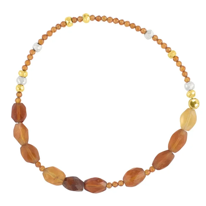 Pyrite’s Booty Bracelet in 2mm & Faceted Oval Hessonite
