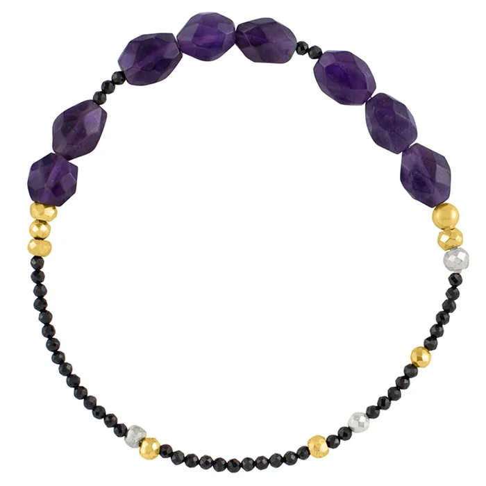 Pyrite’s Booty Bracelet in Amethyst Faceted Oval & 2mm Spinel