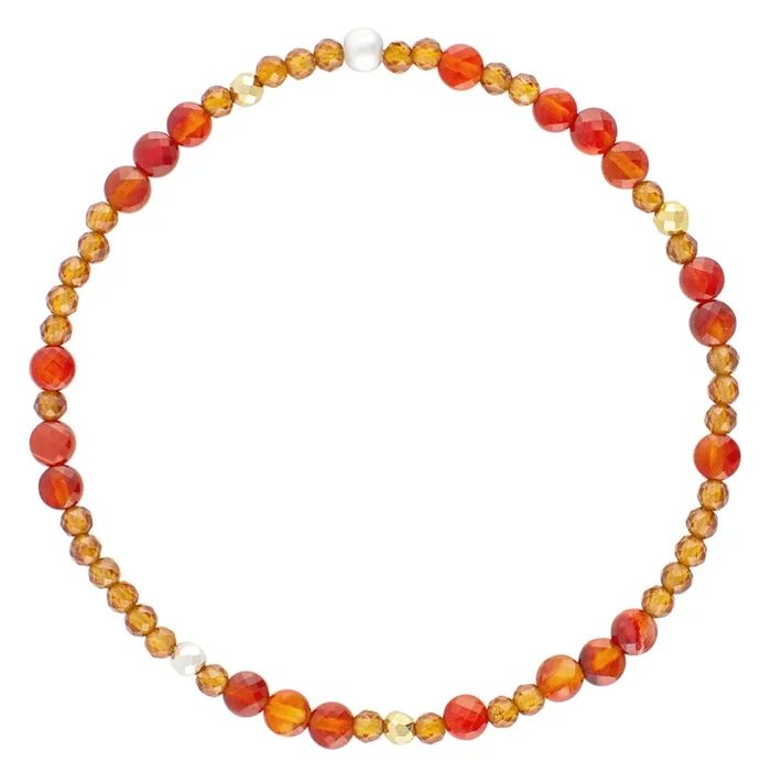 Pyrite’s Booty Bracelet in Carnelian Mini Coins & 3mm Hessonite