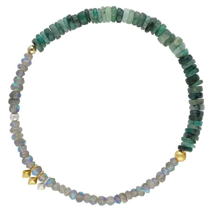Pyrite’s Booty Bracelet in Natural Emerald & Labradorite