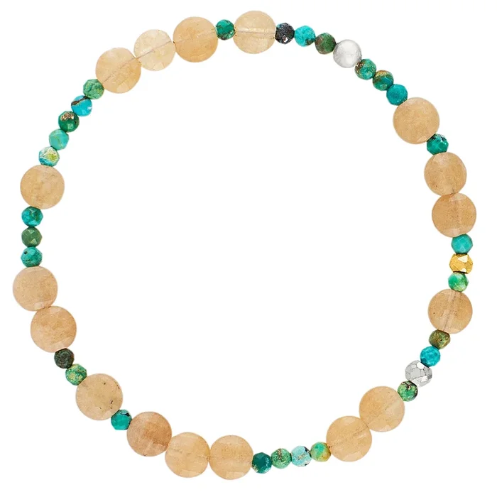 Pyrite’s Booty Bracelet in Sunstone Coins & 3mm Turquoise