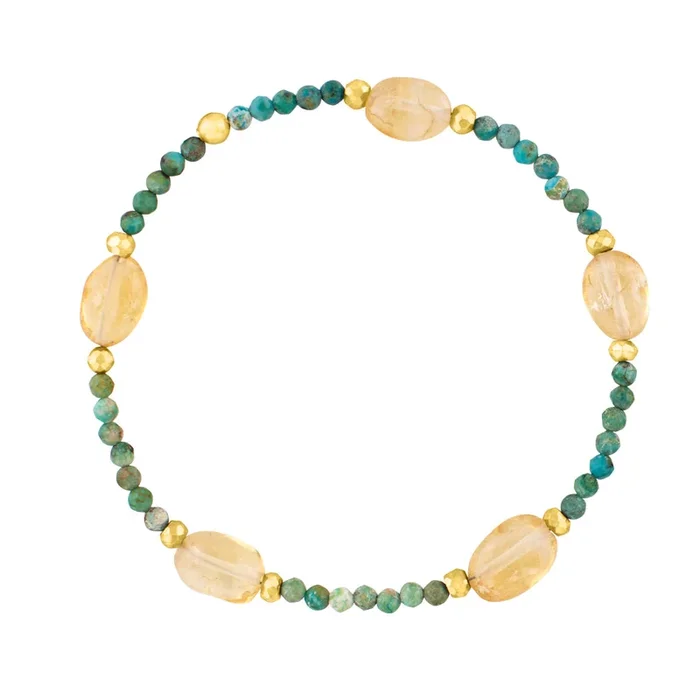 Pyrite’s Booty Bracelet in Turquoise and Smooth Oval Citrine