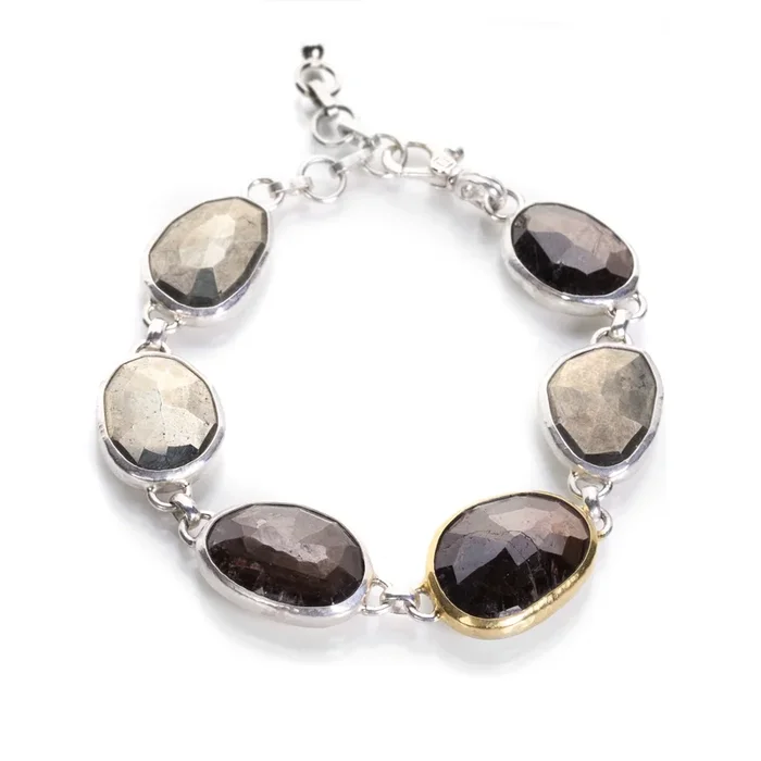Pyrite and Brown Sapphire Bracelet