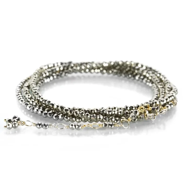 Pyrite Bead Wrap Bracelet – 34″