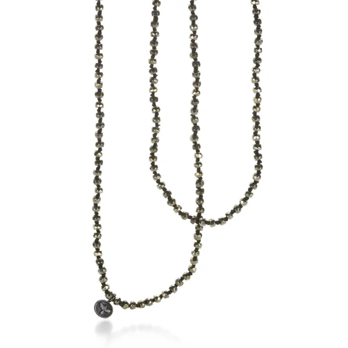 Pyrite Beaded Necklace -30″