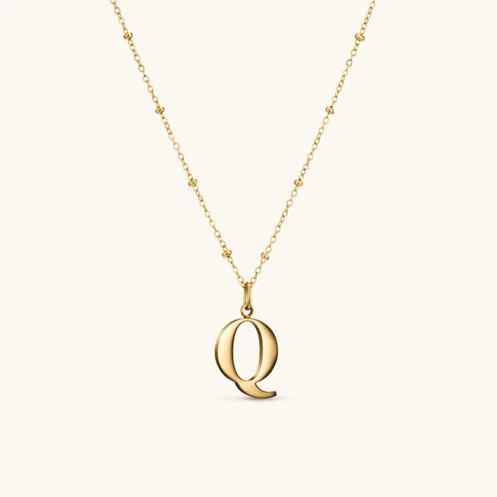 Q Initial Pendant Necklace Gold