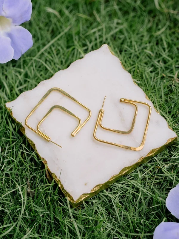 Quad Square Brass Earring (Anti Tarnish)