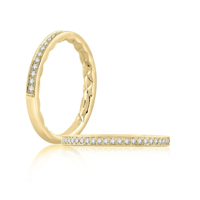 Quilted Milgrain Diamond Wedding Ring