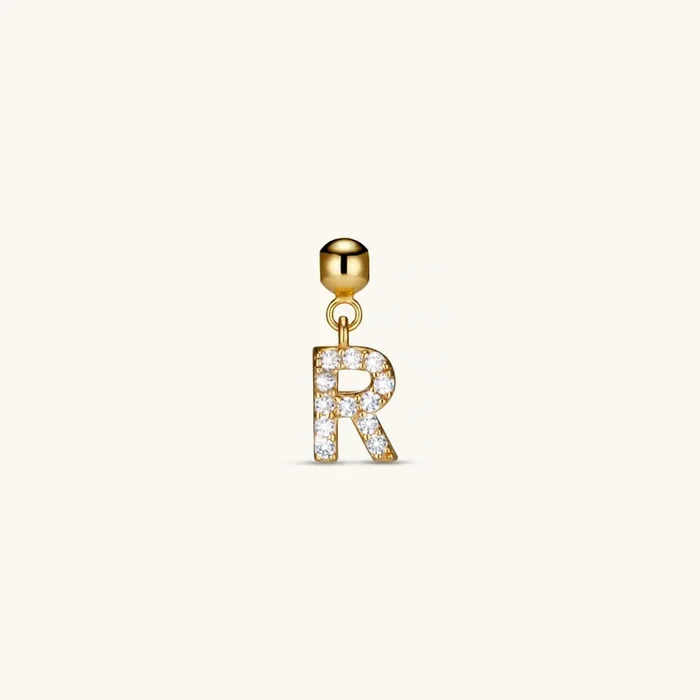 R Diamond Initial Charm Gold
