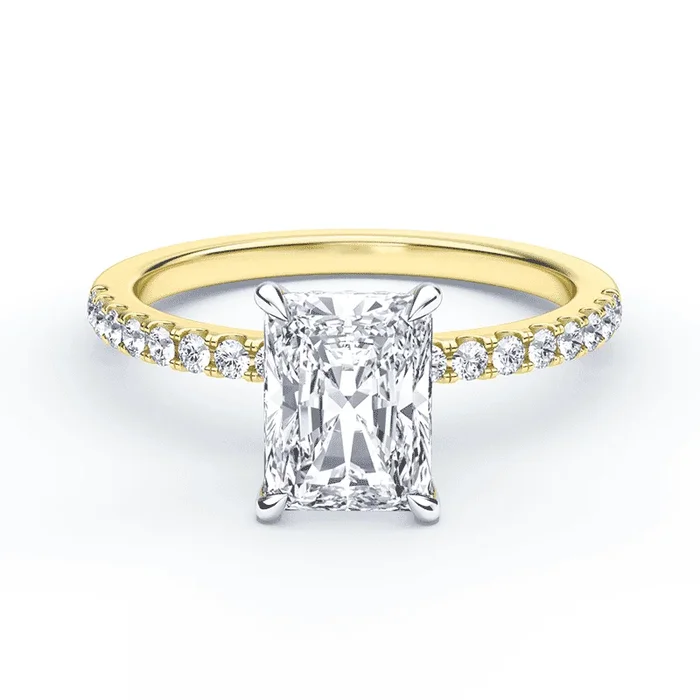 Radiant Cut Hidden Halo Pave Ring