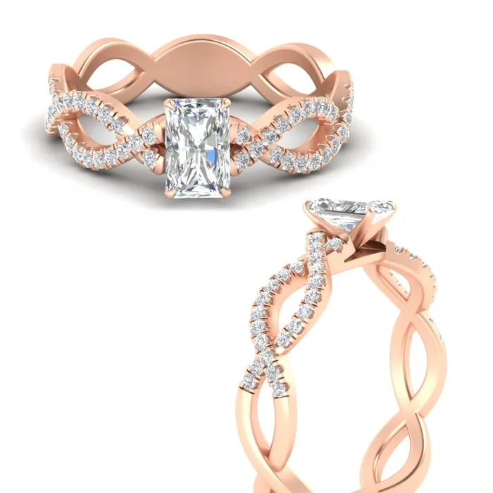 Radiant Cut Infinity Twist Luxe Engagement Ring