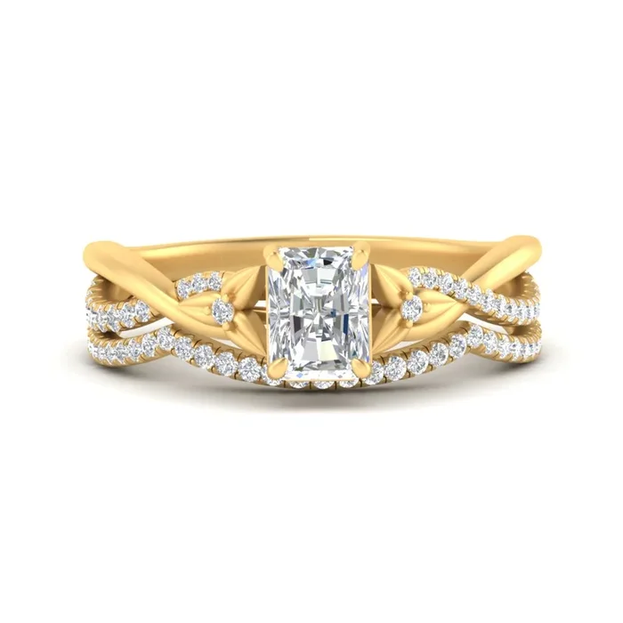 Radiant Cut Nature Inspired Twisted Bridal Set