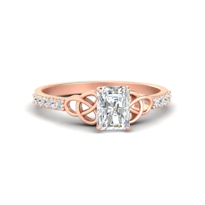 Radiant Cut Petite Celtic Engagement Ring