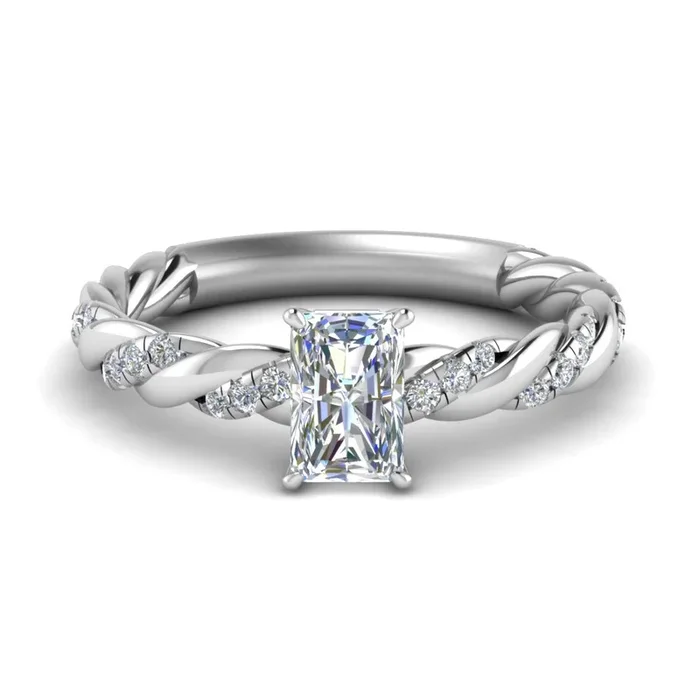 Radiant Cut Twisted Vine Engagement Ring