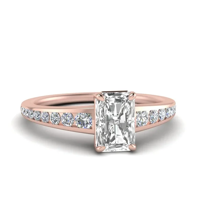 Radiant Diamond Graduated Channel Accented Ring