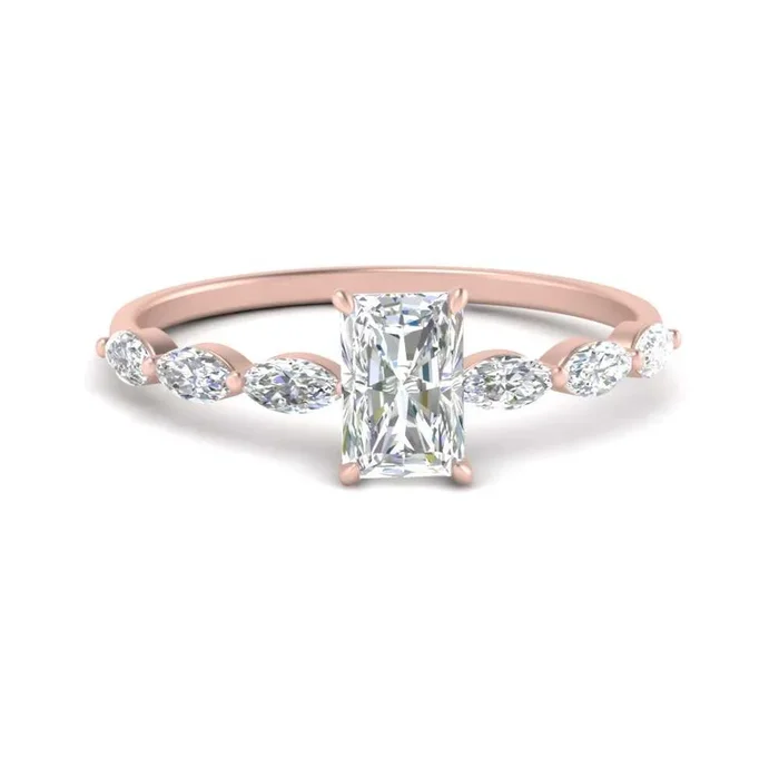Radiant Diamond Petite Accented Feathery Ring