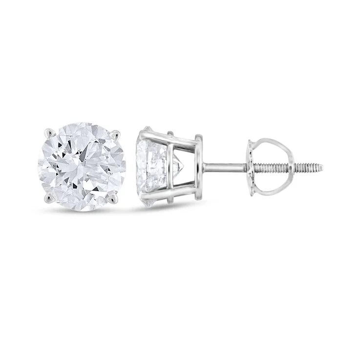 Radiant White Gold Four-Prong Diamond Stud Earrings