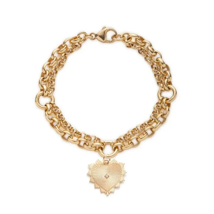 Radiating Heart Festoon Chain Bracelet : in Yellow Gold