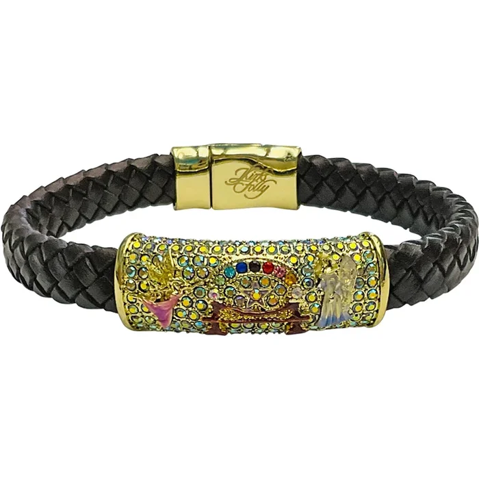 Rainbow Bridge Braided Magnetic Bracelet (Goldtone/5″)
