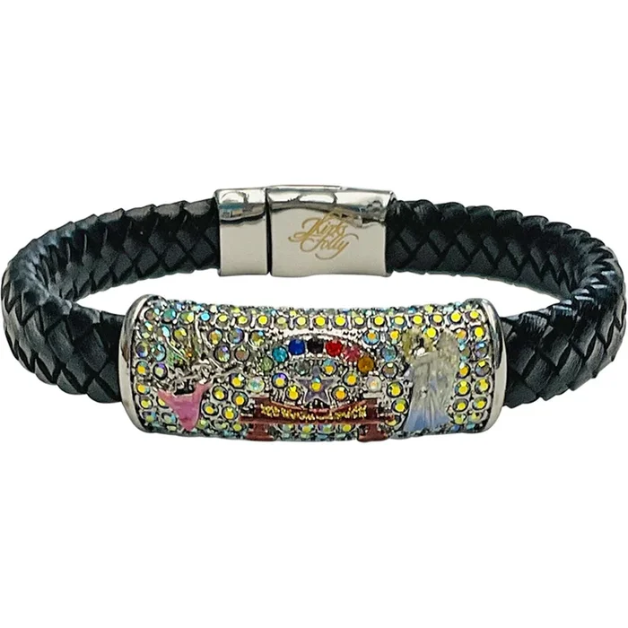 Rainbow Bridge Braided Magnetic Bracelet (Silvertone/7 1/2″)