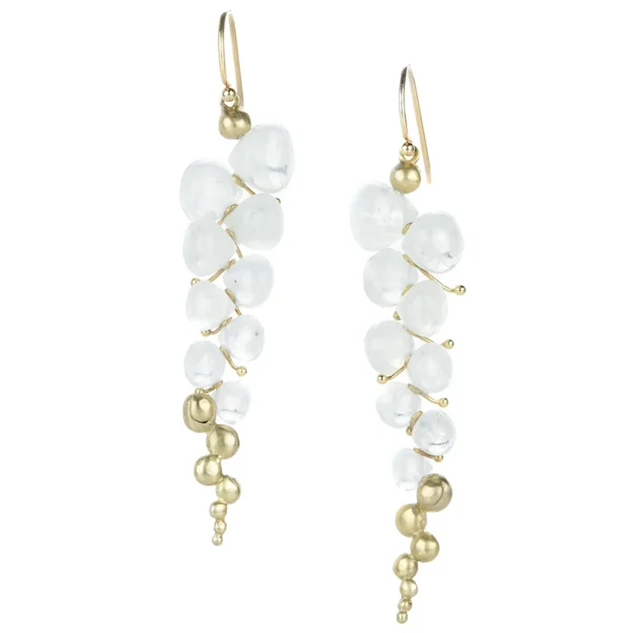 Rainbow Moonstone Large Caviar Earrings