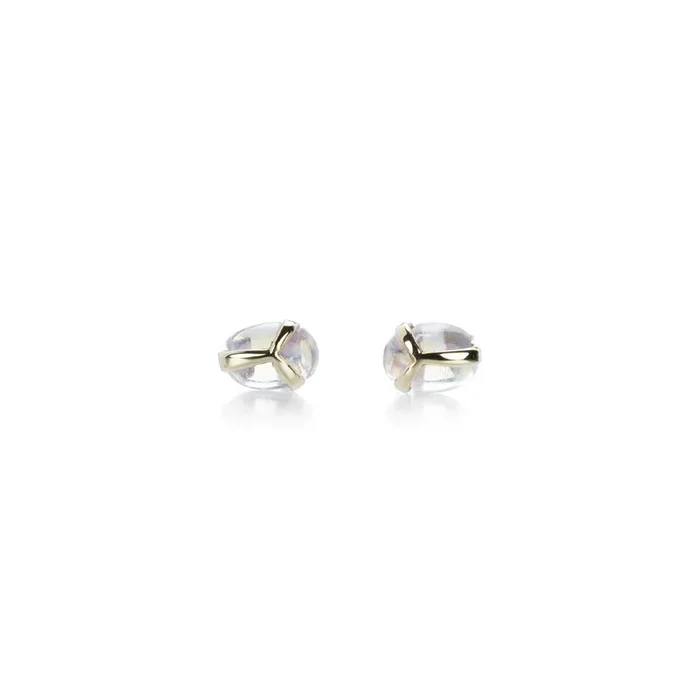 Rainbow Moonstone Lucky Scarab Studs